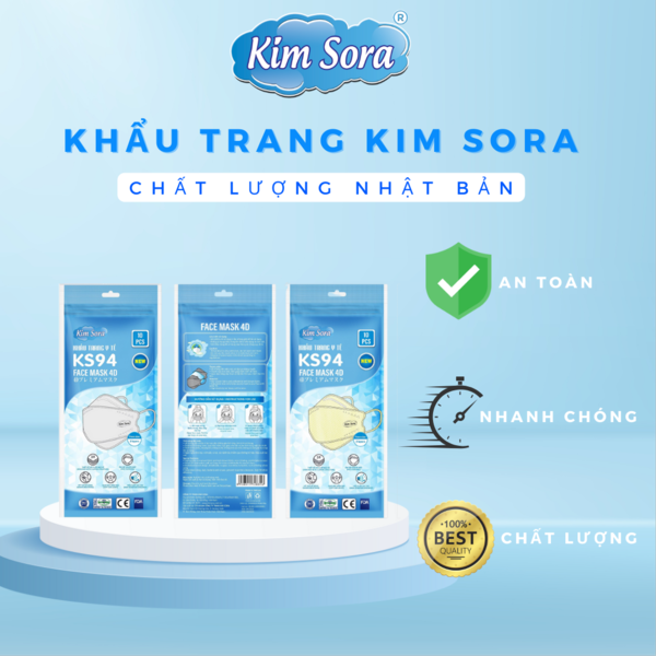 Khẩu trang y tế KS94 túi 10 cái - Khẩu Trang Y Tế Kim Sora - Công Ty TNHH Kim Sora